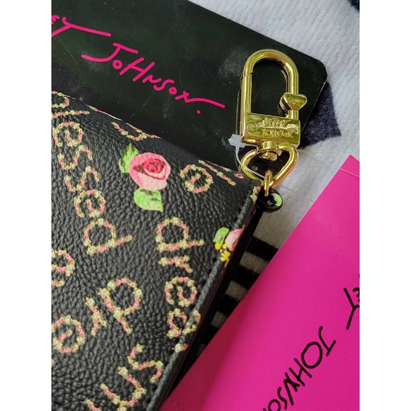 Betsey Johnson Blessed Rose Wallet - Trifold- Black MULTI FLORAL PRINT -NWT - Picture 2 of 6